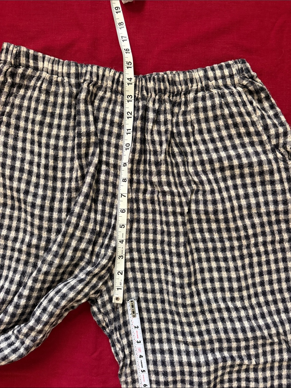 Flax Sz L Black and White Gingham Wide-Leg Pants - Picture 13 of 14